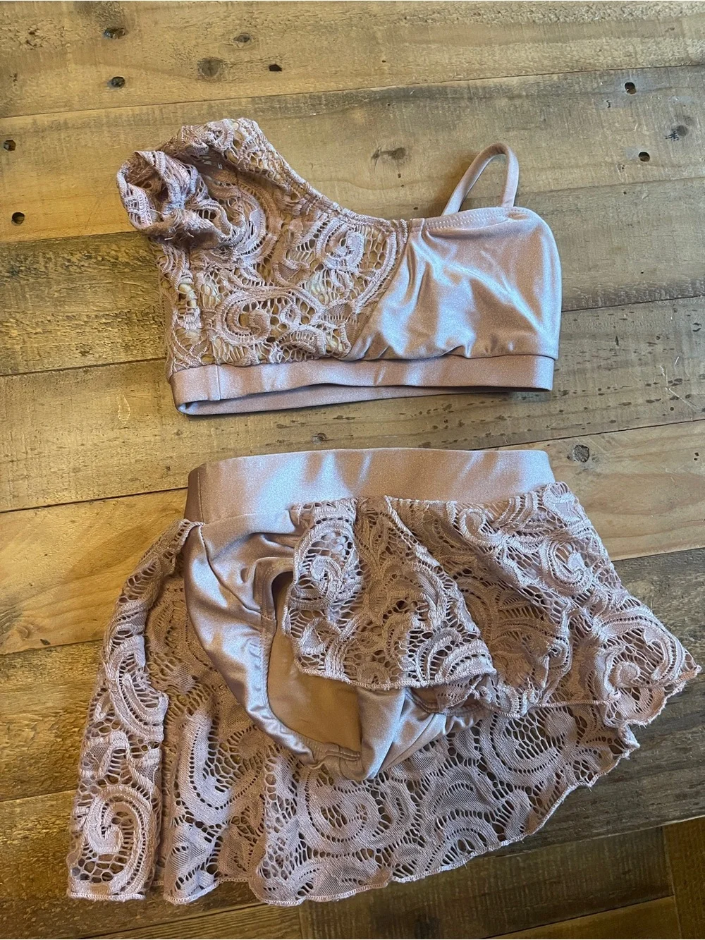 Patrick J Lace Top and Skirted Set - Blush YM